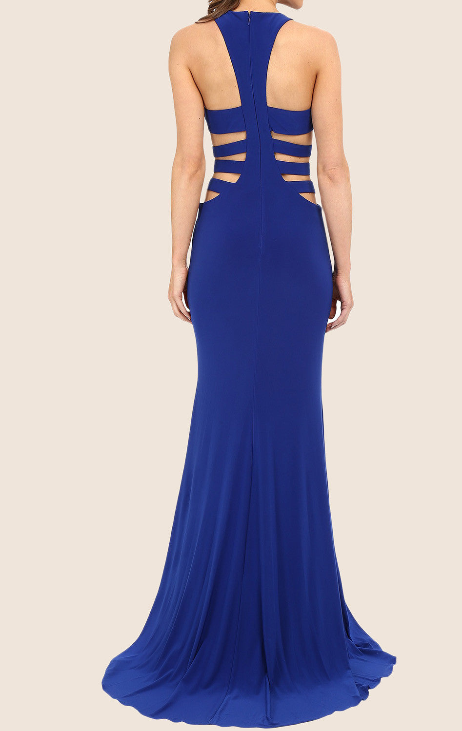 MACloth Meerjungfrau Träger O Hals Jersey Maxi Ballkleid Königsblau Abendkleid