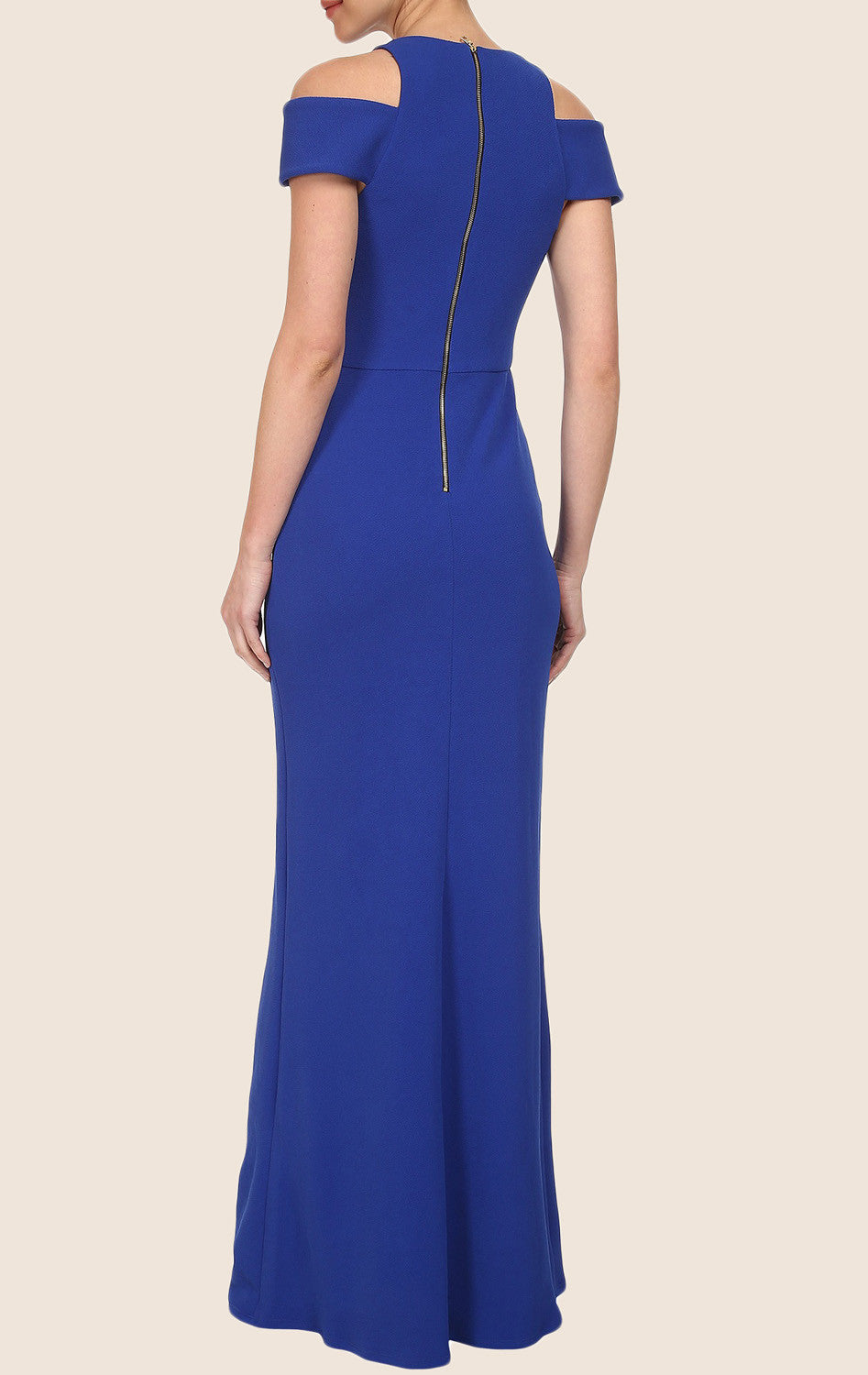 Vestido de fiesta largo de jersey con mangas cortas y corte entallado MACloth en azul real