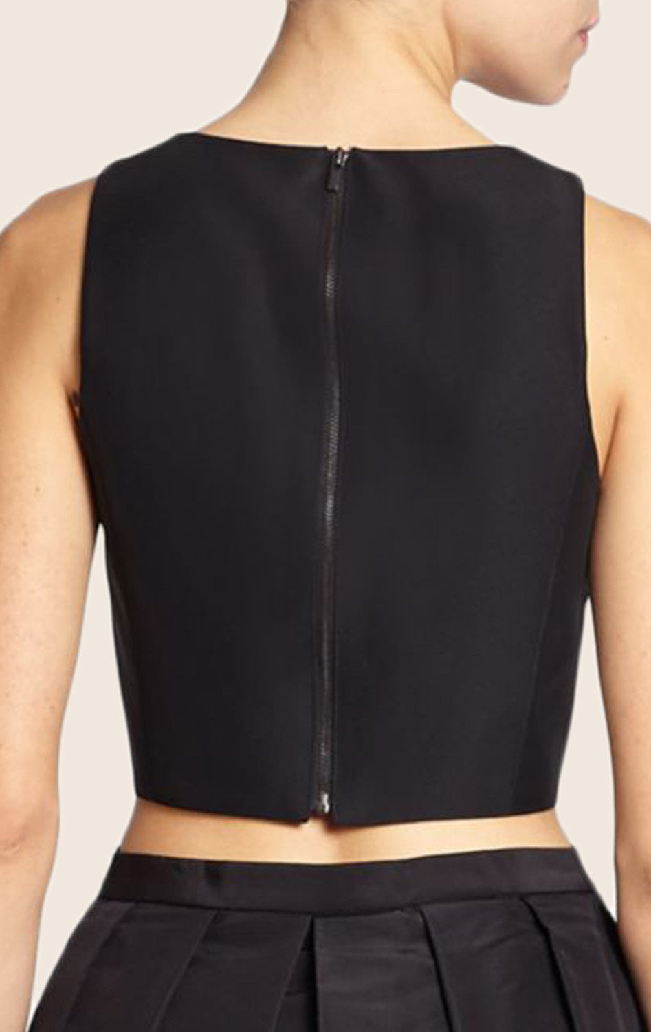 MACloth Two Piece Satin Cocktail Dress Black Midi Formal Party Gown