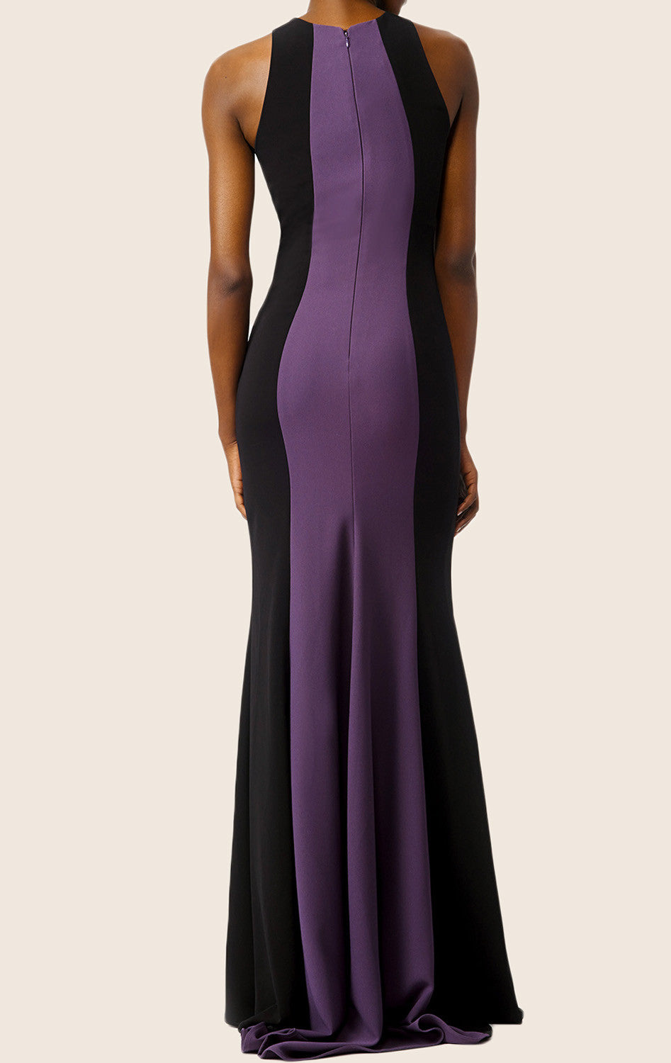 Vestido de fiesta formal de noche con escote redondo y tirantes finos de sirena en dos tonos de MACloth