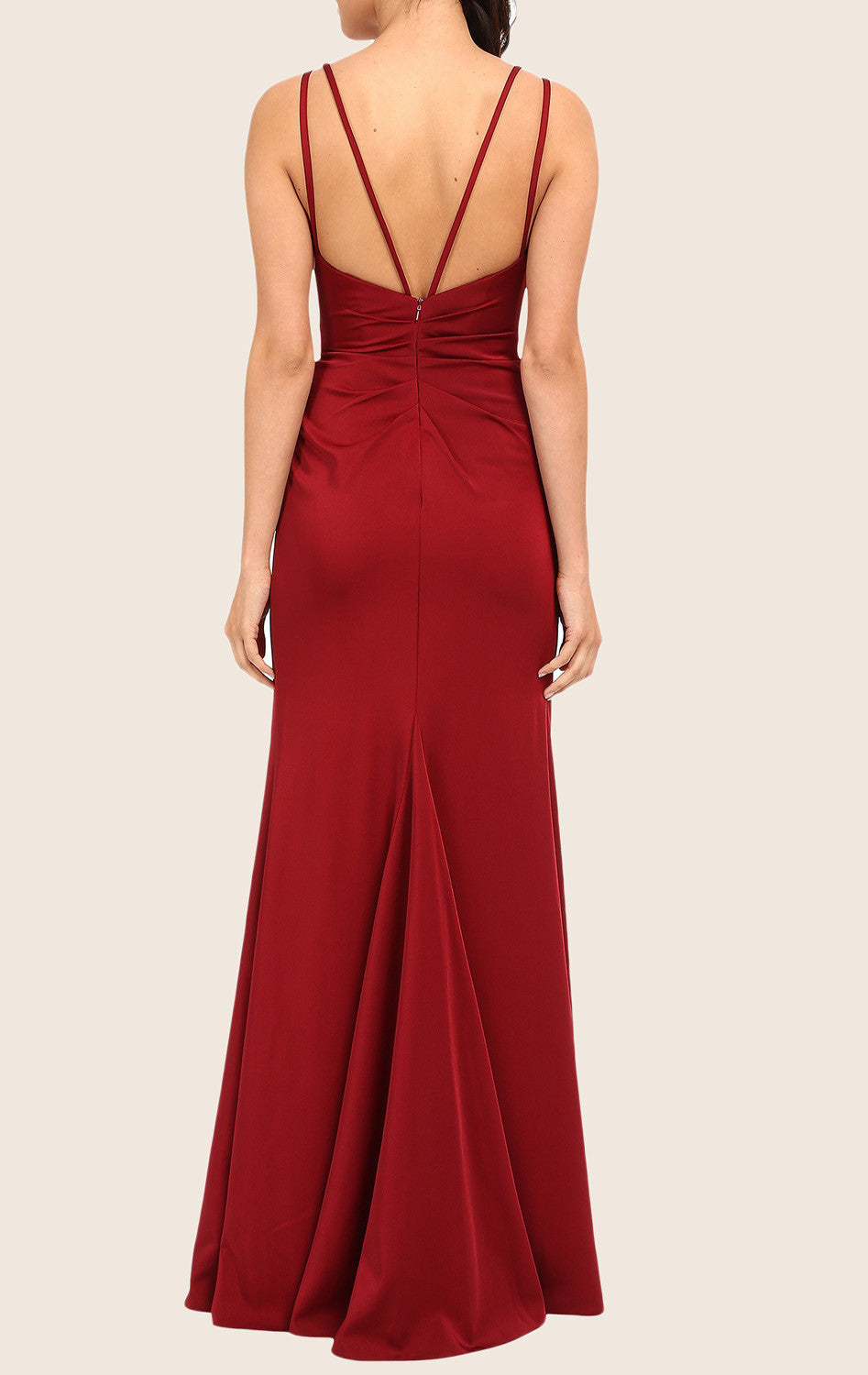 MACloth Straps V Neck Chiffon Long Prom Dress Red Formal Evening Gown
