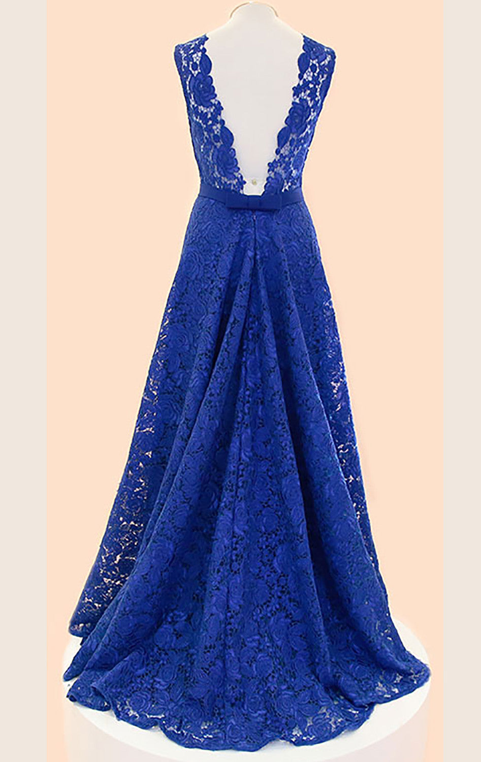 MACloth Straps V neck Lace Maxi Prom Dress Royal Blue Formal Gown Custom Color / Above Knee / US12 MACloth Straps V neck Lace Maxi Prom Dress Royal Blue Formal Gown Custom Color / Above Knee / US12
