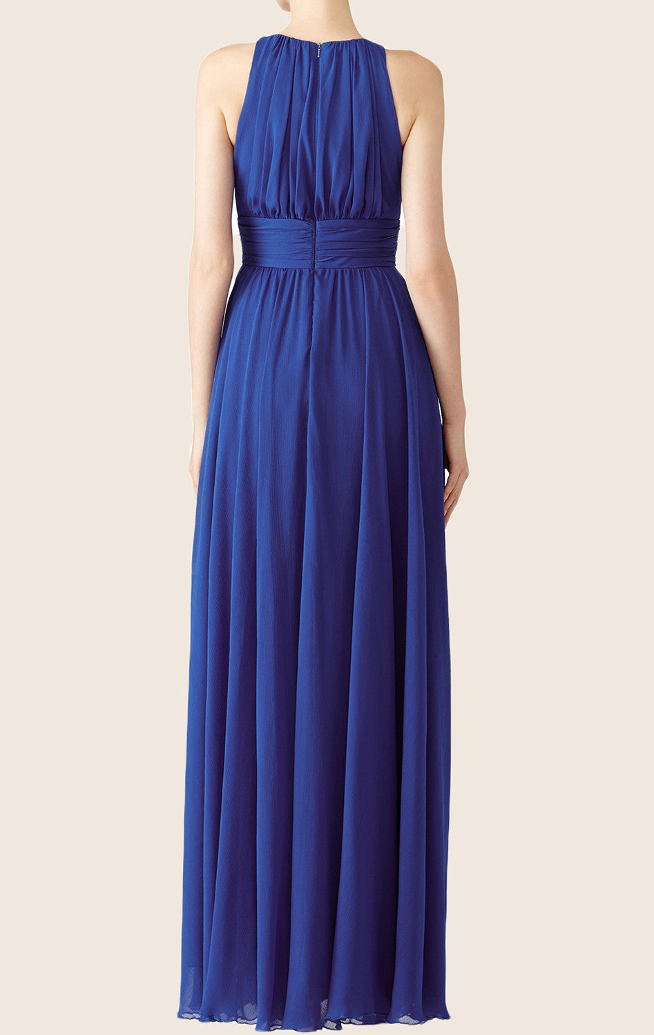 Vestido de fiesta largo de gasa con escote redondo y tirantes MACloth, vestido formal azul real