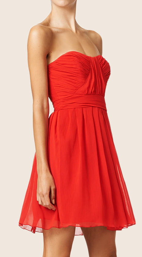MACloth Strapless Sweetheart Chiffon Cocktail Dress Short Bridesmaid Dress