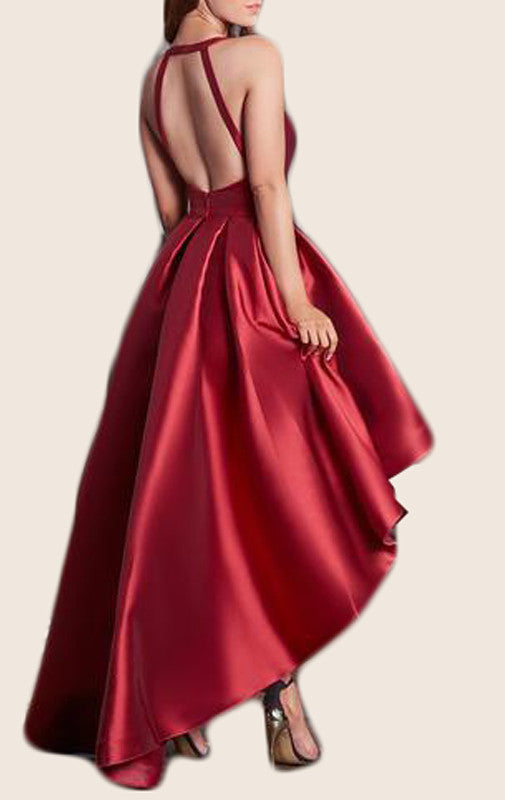 MACloth Straps V Neck High low Prom Dress Red Formal Party Gown Red / Above Knee / US2 MACloth Straps V Neck High low Prom Dress Red Formal Party Gown Red / Above Knee / US2