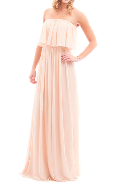 MACloth Off the Shoulder Chiffon Long Bridesmaid Dress