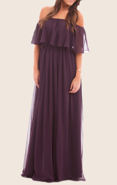MACloth Off the Shoulder Chiffon Long Bridesmaid Dress