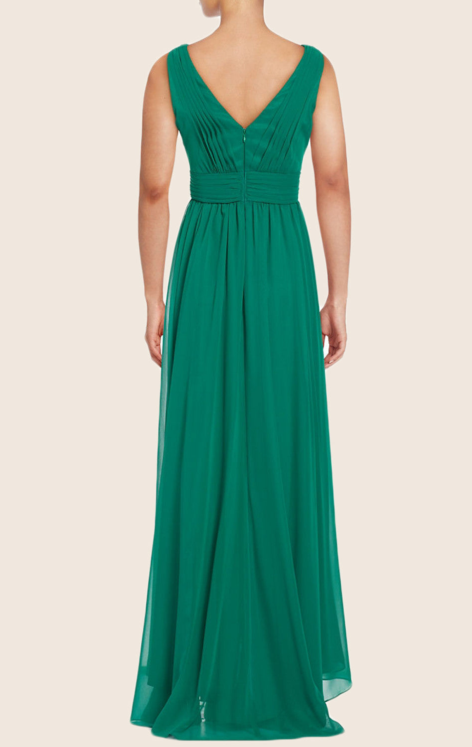 Vestido de dama de honor largo de gasa con escote en V y tirantes MACloth, vestido de fiesta sencillo