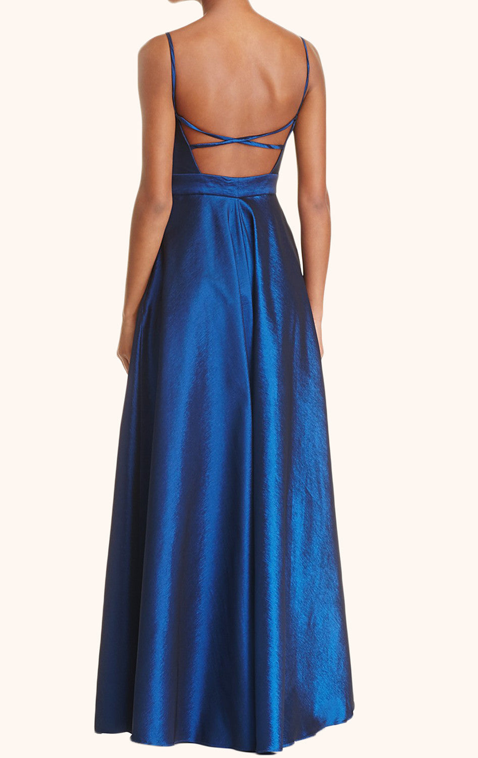 Vestido de fiesta largo con escote en V y tirantes finos de MACloth, vestido formal azul real