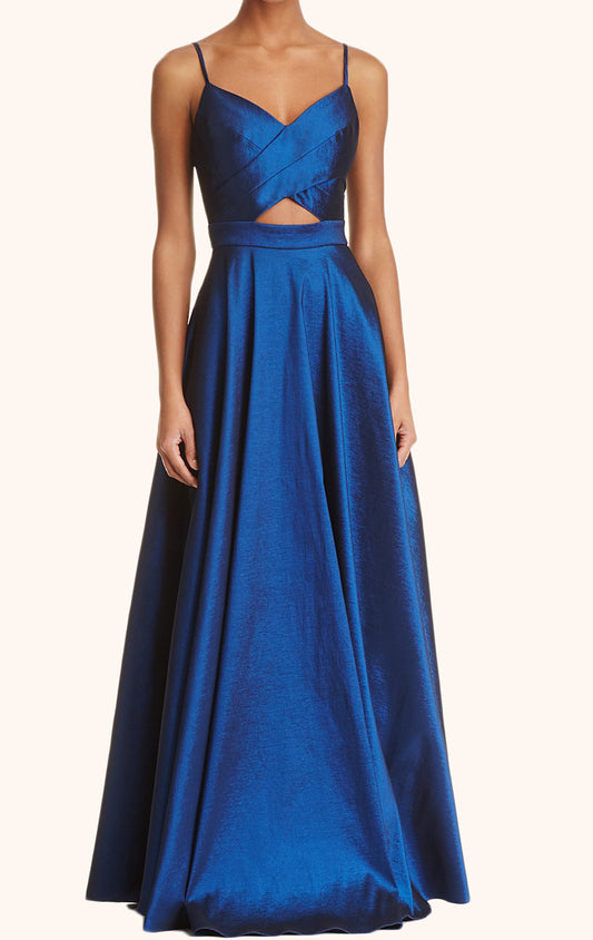 Vestido de fiesta largo con escote en V y tirantes finos de MACloth, vestido formal azul real