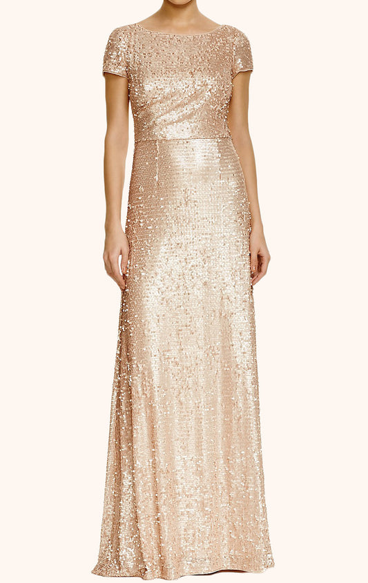 Vestido de noche formal con lentejuelas y mangas cortas de MACloth, vestido largo para dama de honor