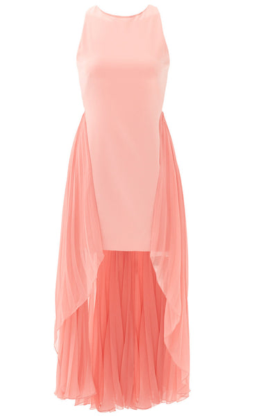 MACloth Hi-Lo Peach Jersey Chiffon Cocktail Dress Simple Prom Homecoming Dress