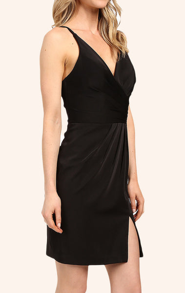 MACloth Straps V Neck Chiffon Cocktail Dress Little Black Dress