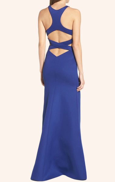 MACloth Mermaid Sexy Jersey Prom Dress with Slit Royal Blue Formal Gown