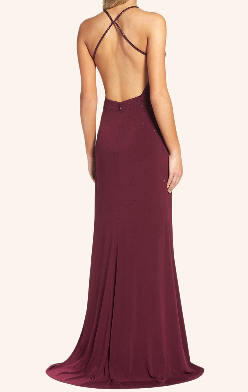 Vestido de fiesta de tubo con escote en V y tirantes MACLoth en color burdeos