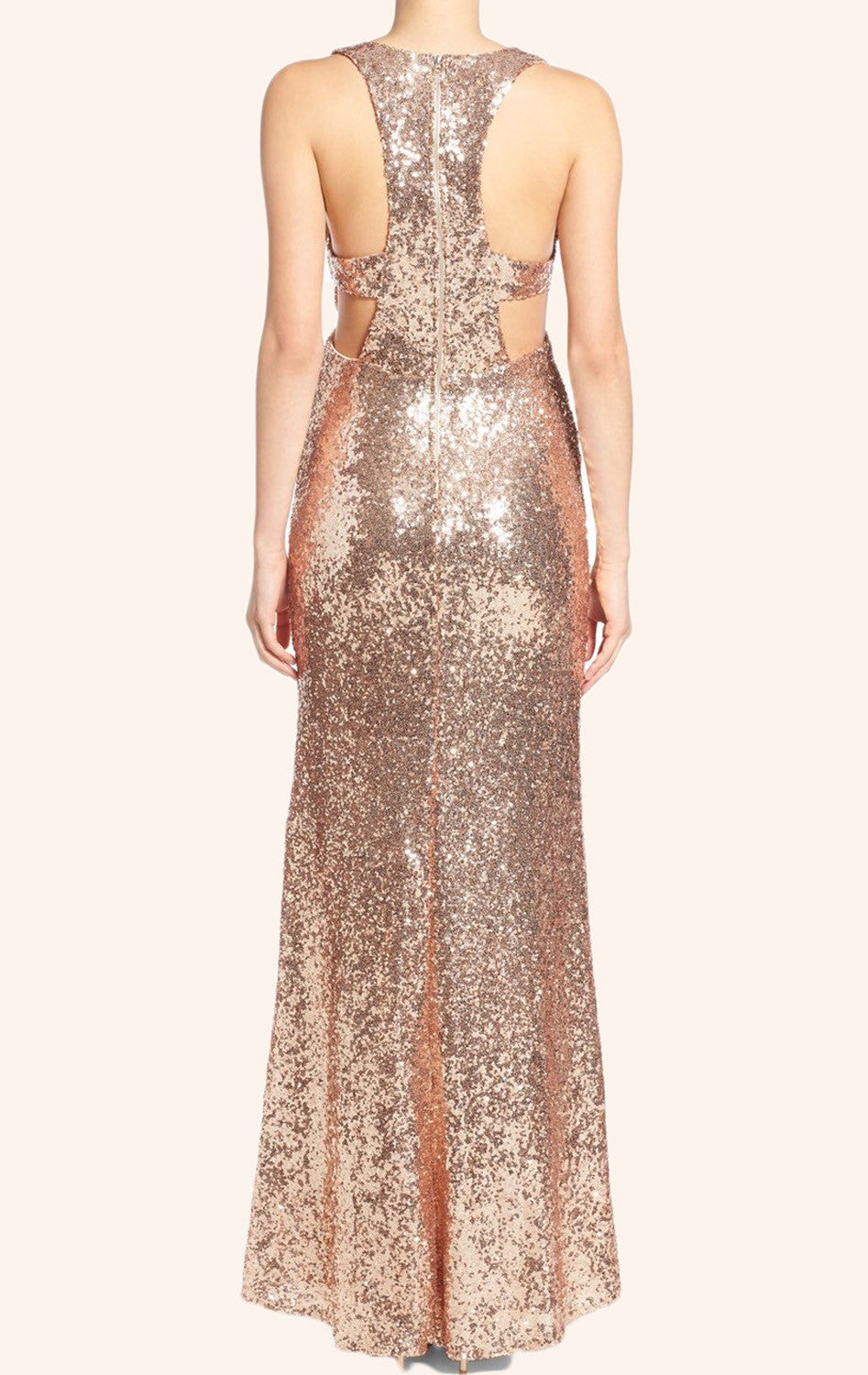 MACloth Straps V neck Sheath Sequin Bridesmaid Dress Rose Gold Formal Gown Rose Gold / Above Knee / US4