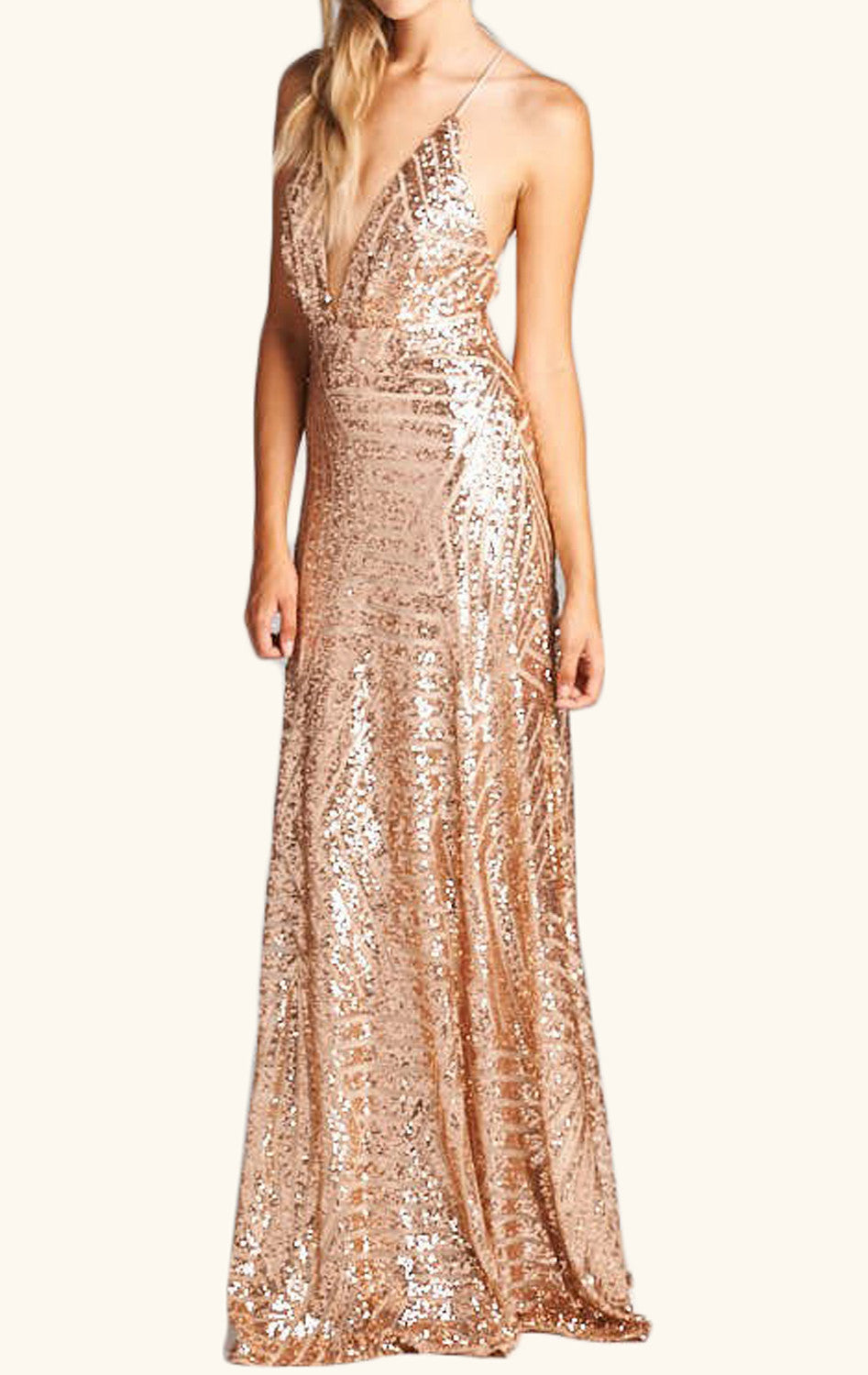 MACloth Deep V Neck Sequin Formal Evening Gown Black Long Prom Dress