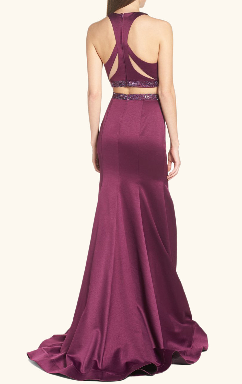 MACloth Mermaid 2 piece Prom Dress Purple Formal Evening Gown