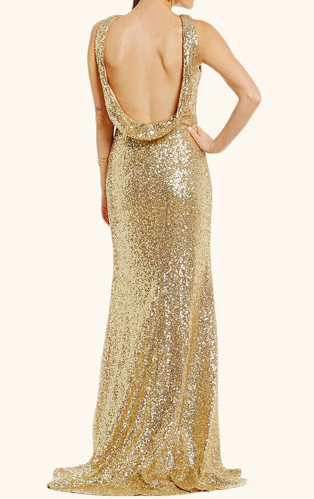 BLACK & GOLD GOWN WITH TORSO SHIMMER DETAIL – Benoit