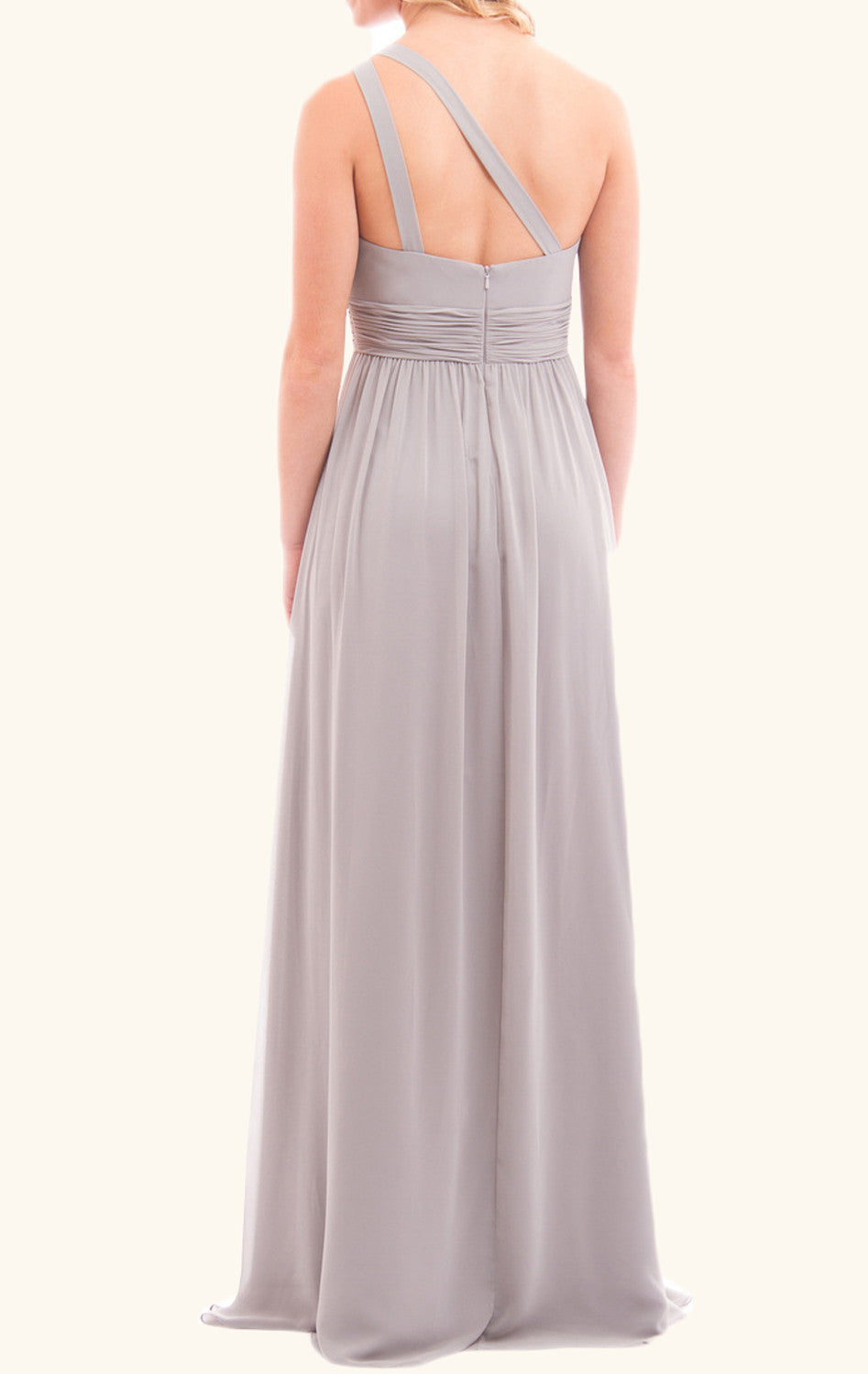 MACloth One Shoulder Long Bridesmaid Dress Chiffon Lavender Formal Gown Custom Color / Above Knee / US6