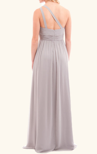 MACloth One Shoulder Long Bridesmaid Dress Chiffon Lavender Formal Gown