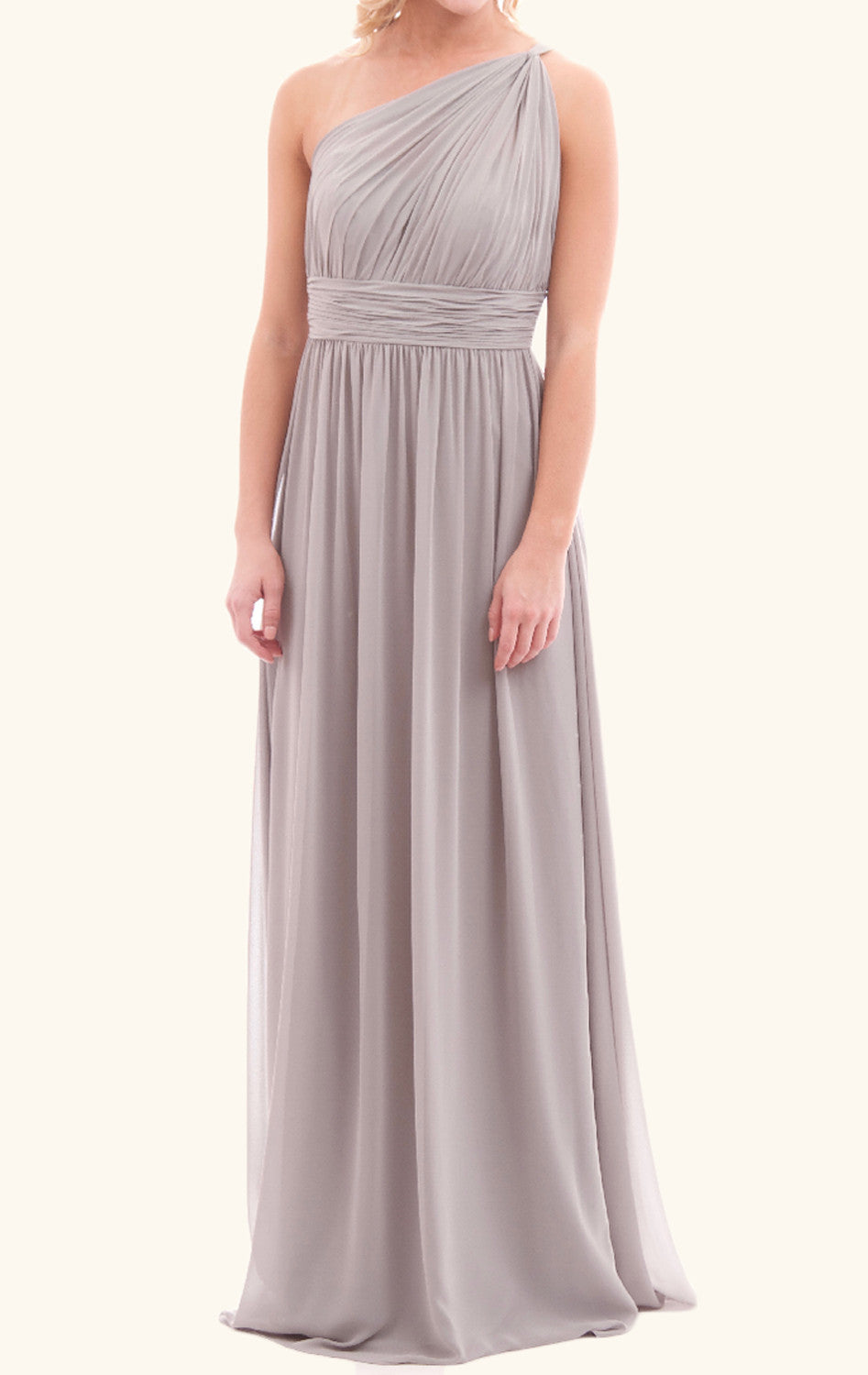 MACloth One Shoulder Long Bridesmaid Dress Chiffon Lavender Formal Gown Custom Color / Above Knee / US6