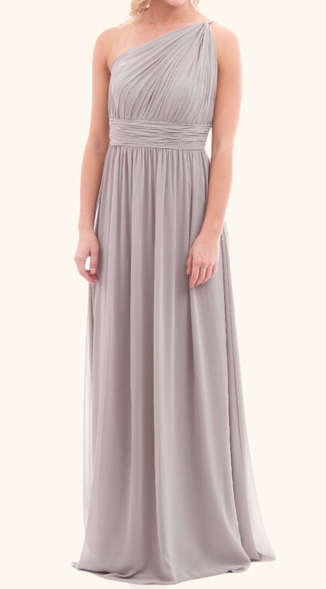 MACloth One Shoulder Long Bridesmaid Dress Chiffon Lavender Formal Gown