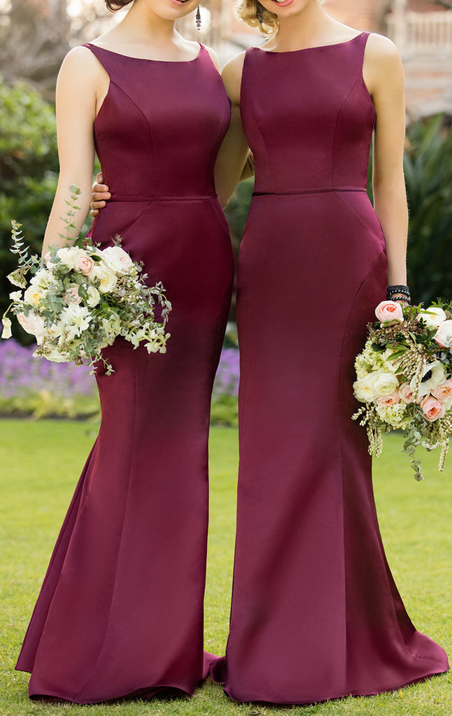 Elegant Burgundy Long Prom Dress 2022 with Slit Sexy Formal Gown Satin –  Siaoryne