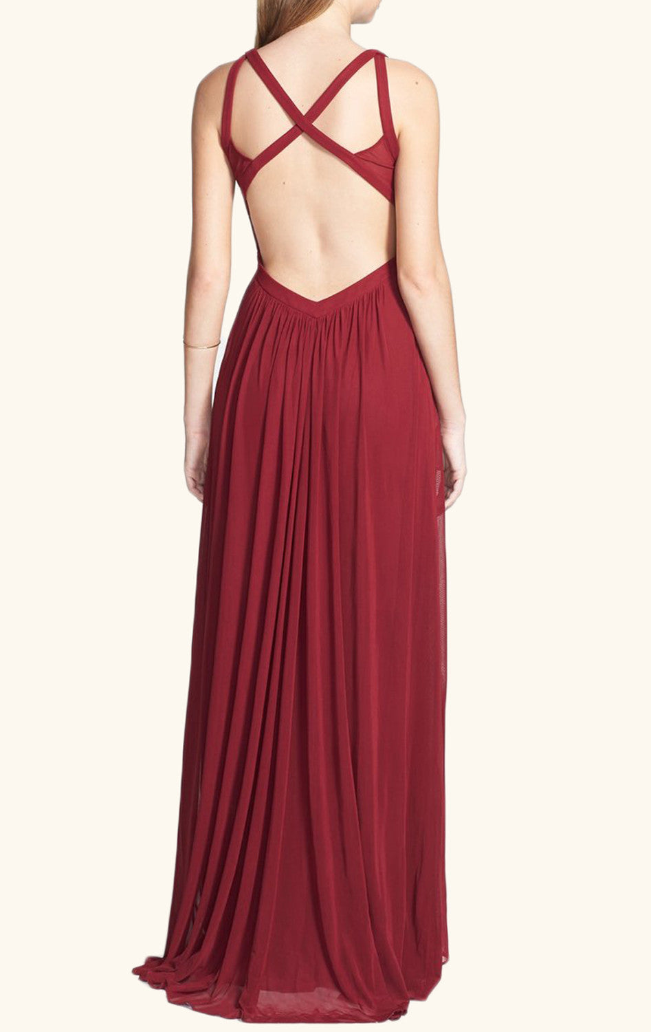 MACloth Halter Chiffon Burgundy Long Prom Dress Simple Formal Party Gown