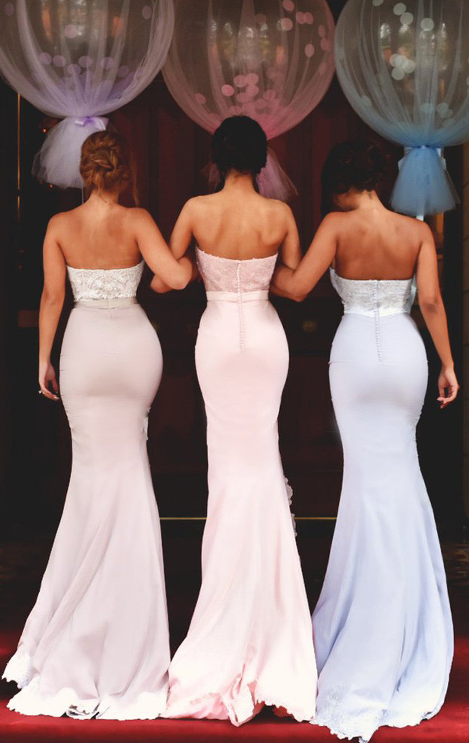 Vestido de dama de honor largo de sirena MACloth con abertura y sin tirantes, vestido de fiesta de jersey