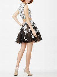 MACloth Two Piece Lace Tulle Prom Homecoming Dress Mini Cocktail Party Formal Gown