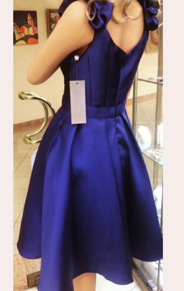 MACloth Deep V Neck Red Cocktail Dress Short Wedding Party Formal Gown