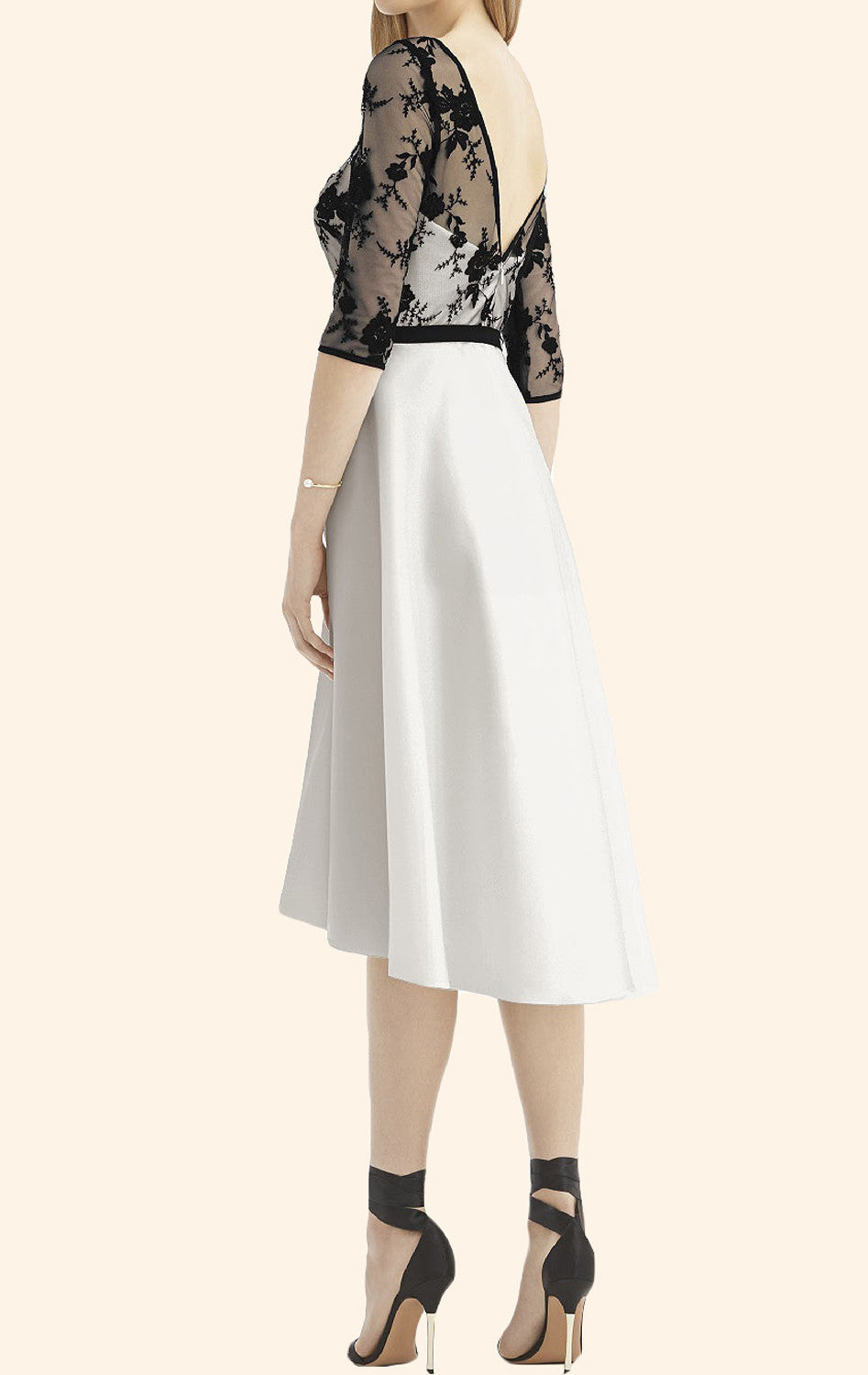 MACloth Half Sleeves Lace High Low Bridesmaid Dress Wedding Party Formal Gown