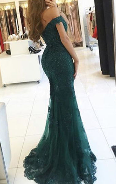 MACloth Mermaid Off the Shoulder Lace Prom Dress Burgundy Formal Evening Gown