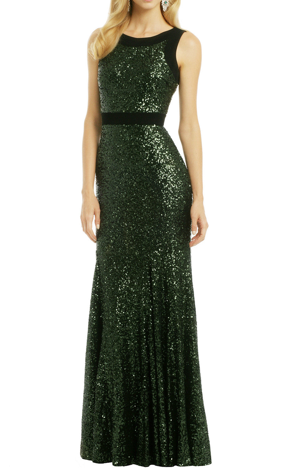 MACloth Etuikleid mit Rundhalsausschnitt und Pailletten, lang, formelles Kleid, schlichtes Ballkleid