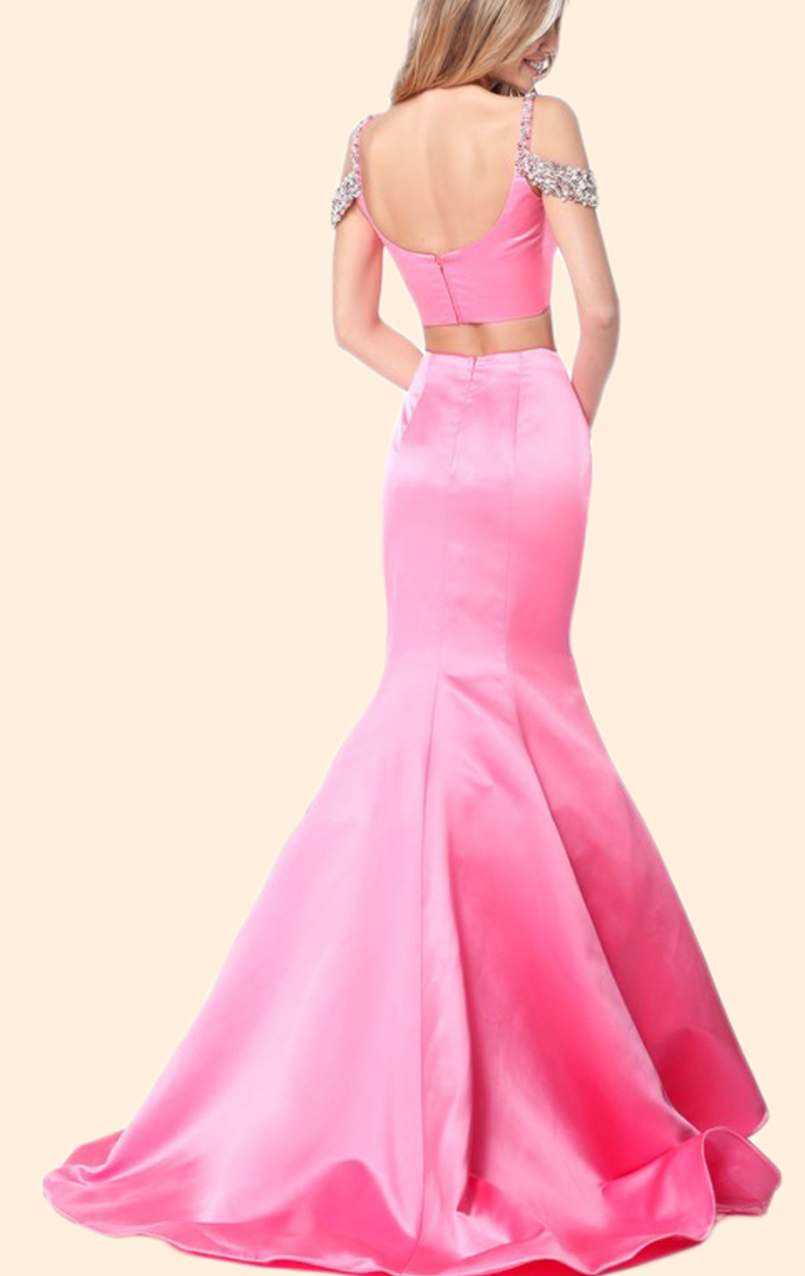 MACloth Mermaid Off the Shoulder 2 Piece Prom Dress Canary Formal Evening Gown