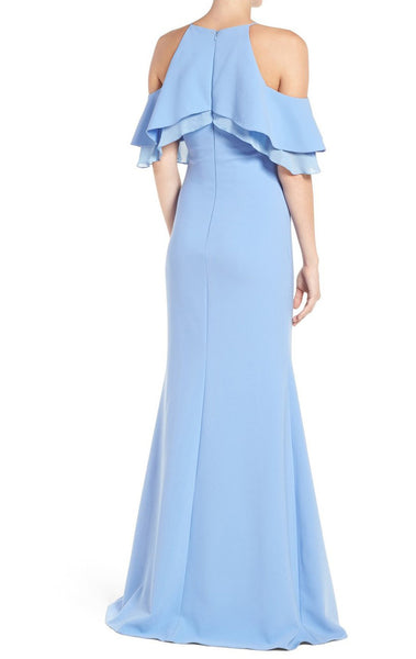 MACloth Off the Shoulder Sheath Long Prom Dress Sky Blue Formal Gown