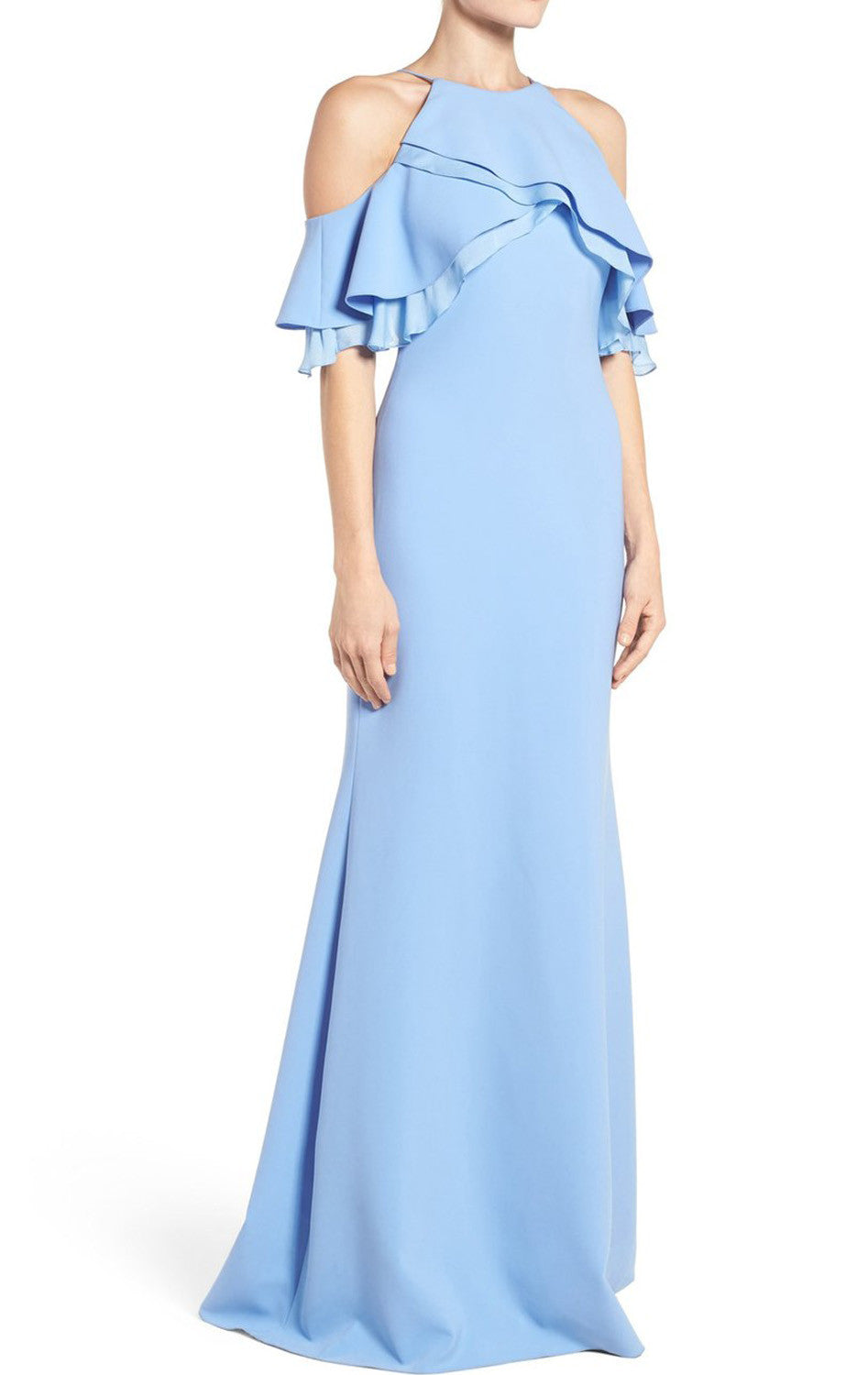 MACloth Schulterfreies, langes Ballkleid in Himmelblau