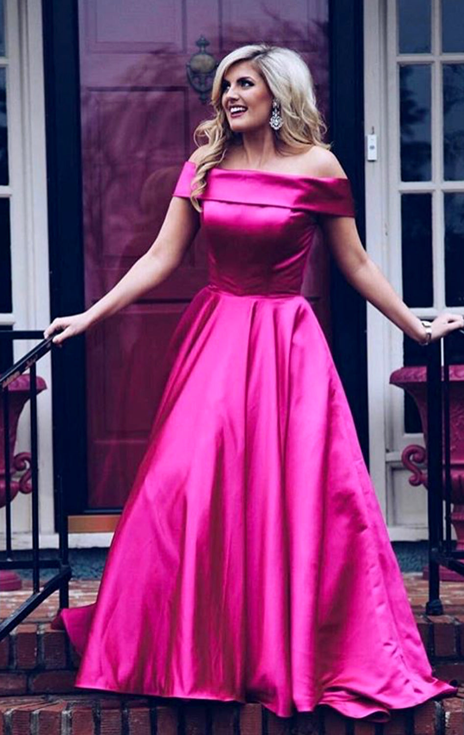 MACloth Off the Shoulder Yellow Long Prom Dress Elegant Formal Evening Gown