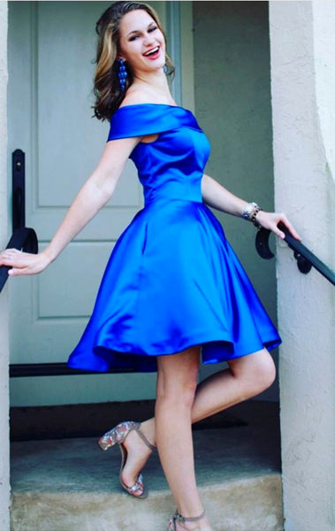 MACloth Off the Shoulder Green Short Prom Homeocming Dress Elegant Wedding Party Dress