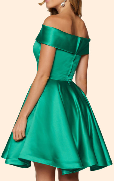 MACloth Off the Shoulder Green Short Prom Homeocming Dress Elegant Wedding Party Dress