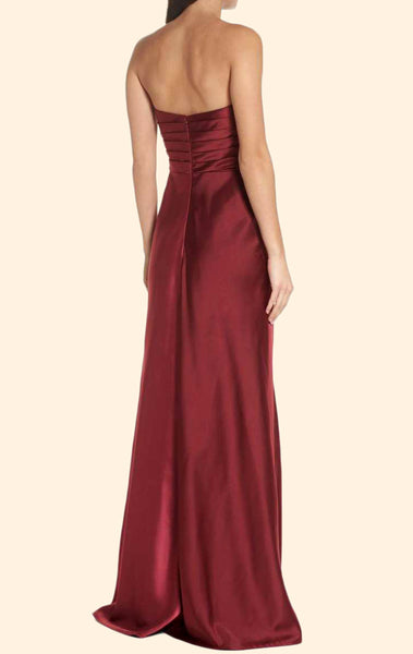 MACloth Strapless Sweetheart Long Prom Dress Burgundy Formal Evening Gown 10607