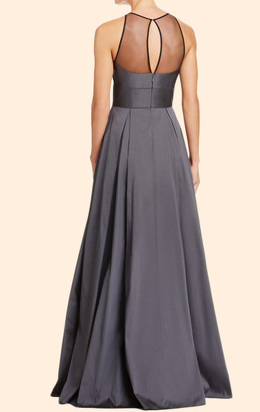 MACloth O Neck Gray Long Prom Dress Simple Formal Evening Gown