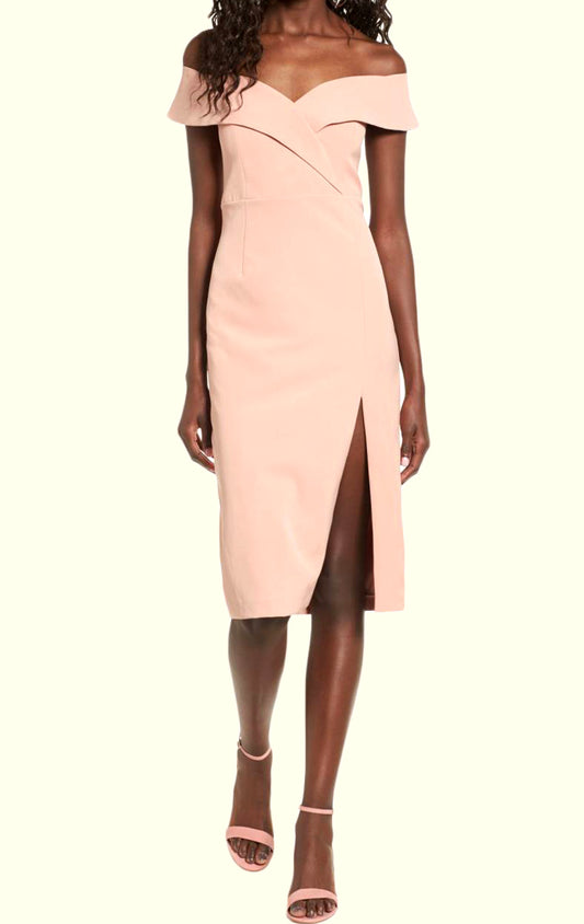 Vestido corto rosa con hombros descubiertos de MACloth para fiesta de graduación y regreso a casa, vestido de fiesta de boda de jersey