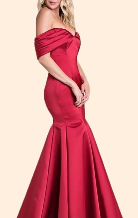 Vestido de fiesta de sirena con hombros descubiertos de MACloth, elegante vestido de noche formal