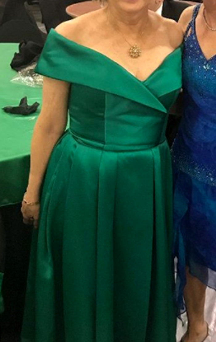 Vestido de fiesta largo con hombros descubiertos de MACloth, vestido de noche formal verde