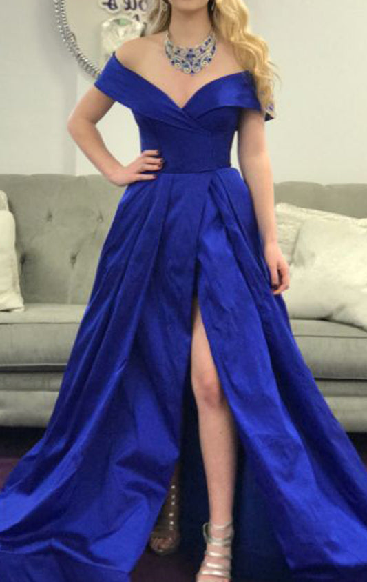 Vestido de fiesta largo con hombros descubiertos de MACloth, vestido de noche formal verde