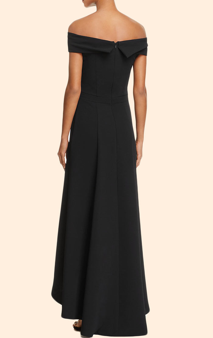 Vestido de fiesta de corte alto y bajo con hombros descubiertos de MACloth, vestido de noche formal negro