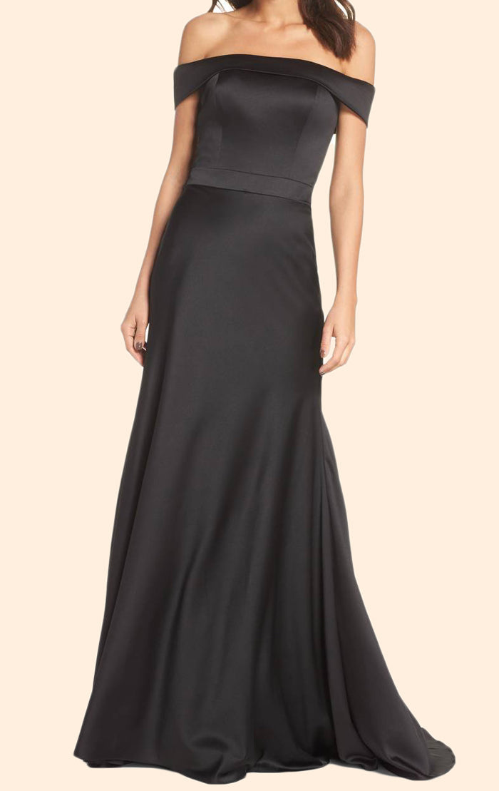 Vestido de fiesta largo con hombros descubiertos y corte entallado de MACloth, vestido de noche formal de satén color burdeos