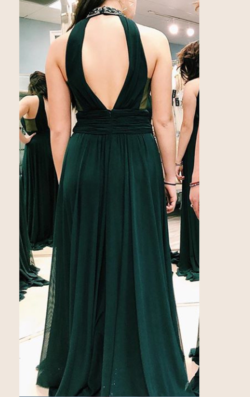 Vestido de fiesta largo de jersey con escote en V profundo Haler de MACloth, vestido de noche formal azul marino oscuro